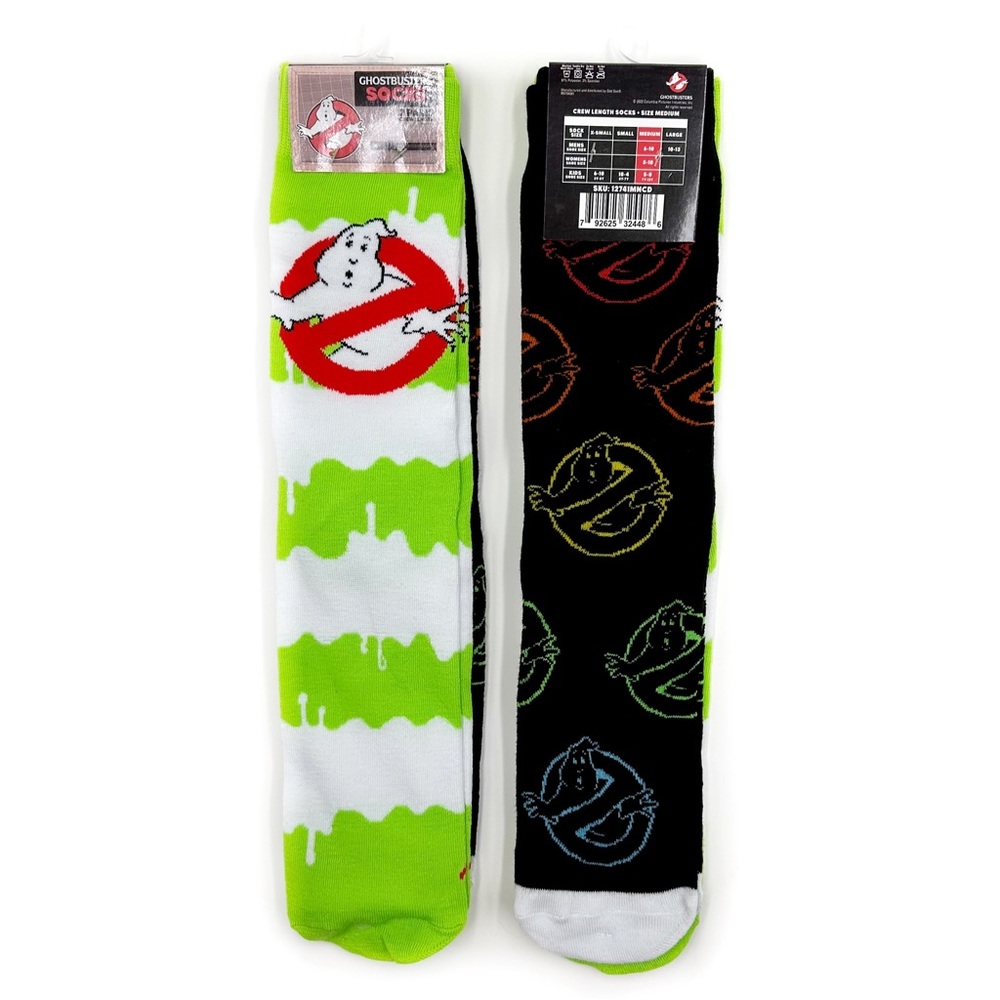 Ghostbusters Movie Crew Socks Mens Womens 80s Film Novelty Gift Logo Green Slime